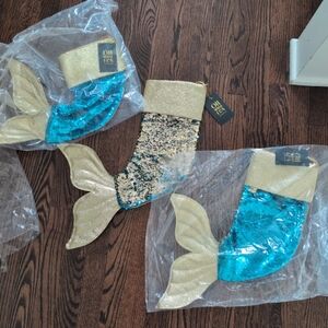 Papyrus Gold and Teal Mermaid Tail Stocking